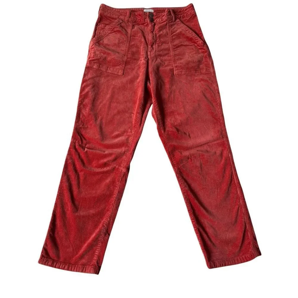 Anthropologie Pilcro Corduroy Pants‎ The Wanderer Relaxed Leg Salmon Red 33 Tall
